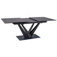 SIGNAL - SORENTO CERAMIC CORSO GREY Stół rozkładany 160-220x90x76 | Ciemny szary efekt marmuru | Czarny mat