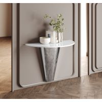 HUBERTUS - GLAMOUR VILLA Konsola 100 podwieszana | Biały połysk | Chrom