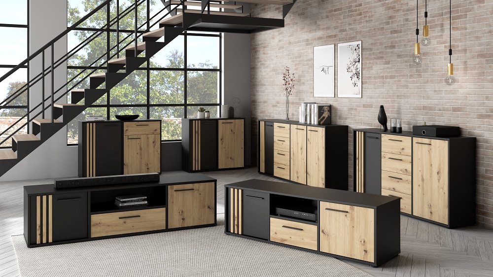 Forte - CARDIGAN Czarny/Dąb Artisan